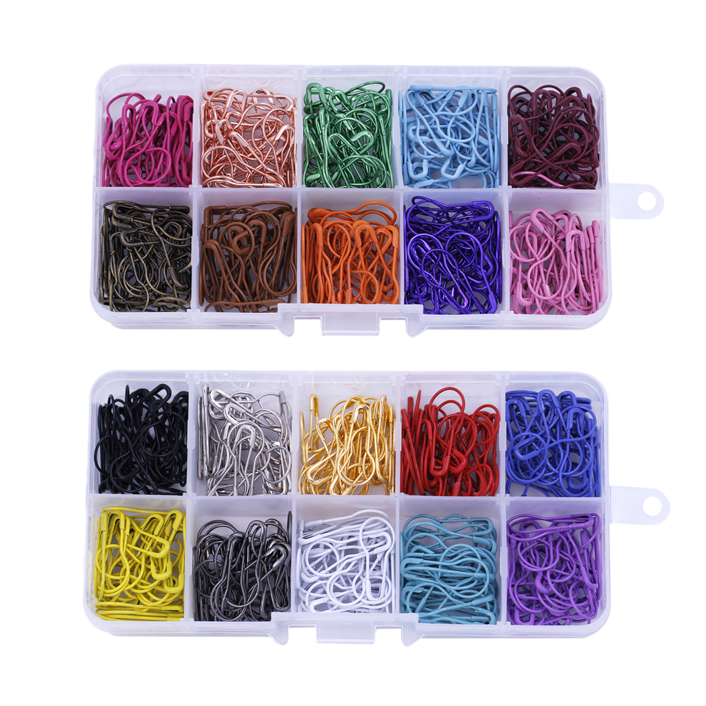 600 Pieces Assorted Bulb Safety Pins Calabash Pins Pear Shaped Pins Knitting Stitch Markers with Storage Box