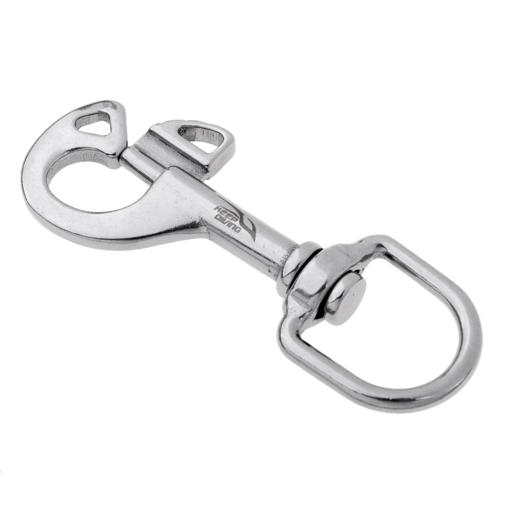 95mm 316 Stainless Steel Swivel-Eye Bolt Spring Snap Hook Eye Swivel Quick Hook Scuba Diving Hiking Camping Carabiner Pet Chain