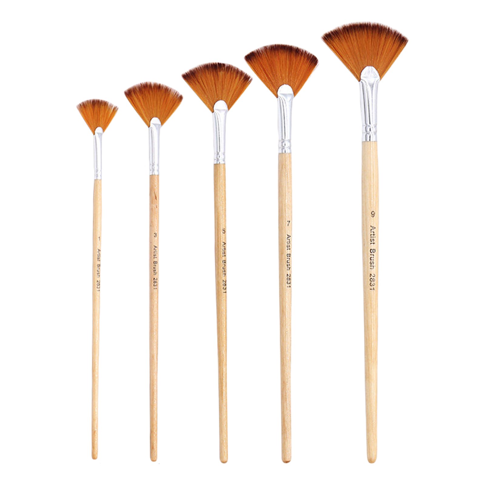 5 Pcs Fan Shaped Brushes Watercolor Fabric Artists Paint Set Oil Painting