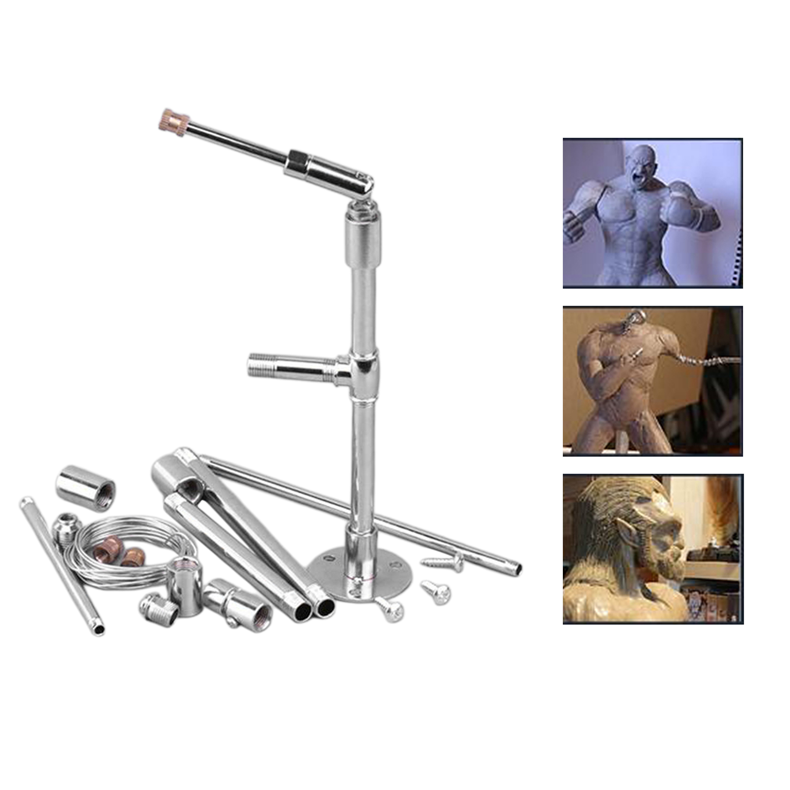 1 Set Metal Pipe and Base Holder/Support/Stand for DIY Pottery Clay Art Crafts Statue Artist Tool Kits