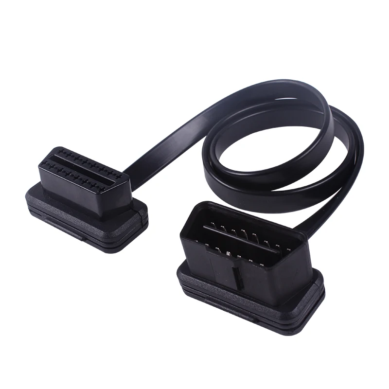 30cm/60cm/100cm Flat Thin 16Pin OBD 2 Extender OBD2 16 Pin ELM327 Male To Female Adapter Elbow OBDII Extension Connector Cable small car inspection equipment