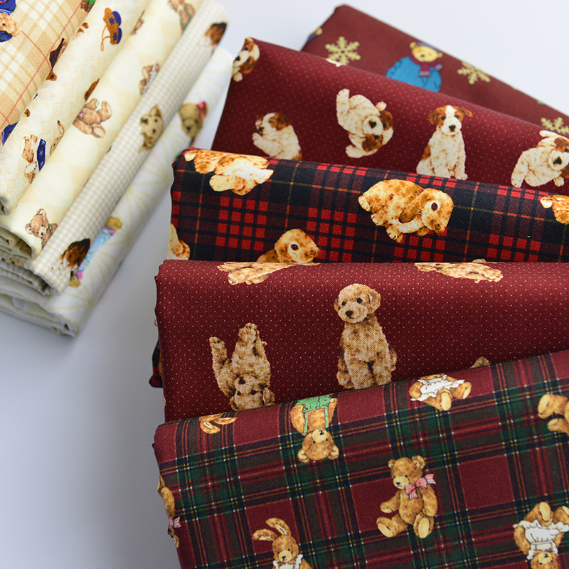 50*140cm 100% Cartoon Baumwolle Hund Kaninchen Bär Muster Gedruckt Stoff für kinder Kleidung DIY Handgemachte Baumwolle hosen – Detail 2