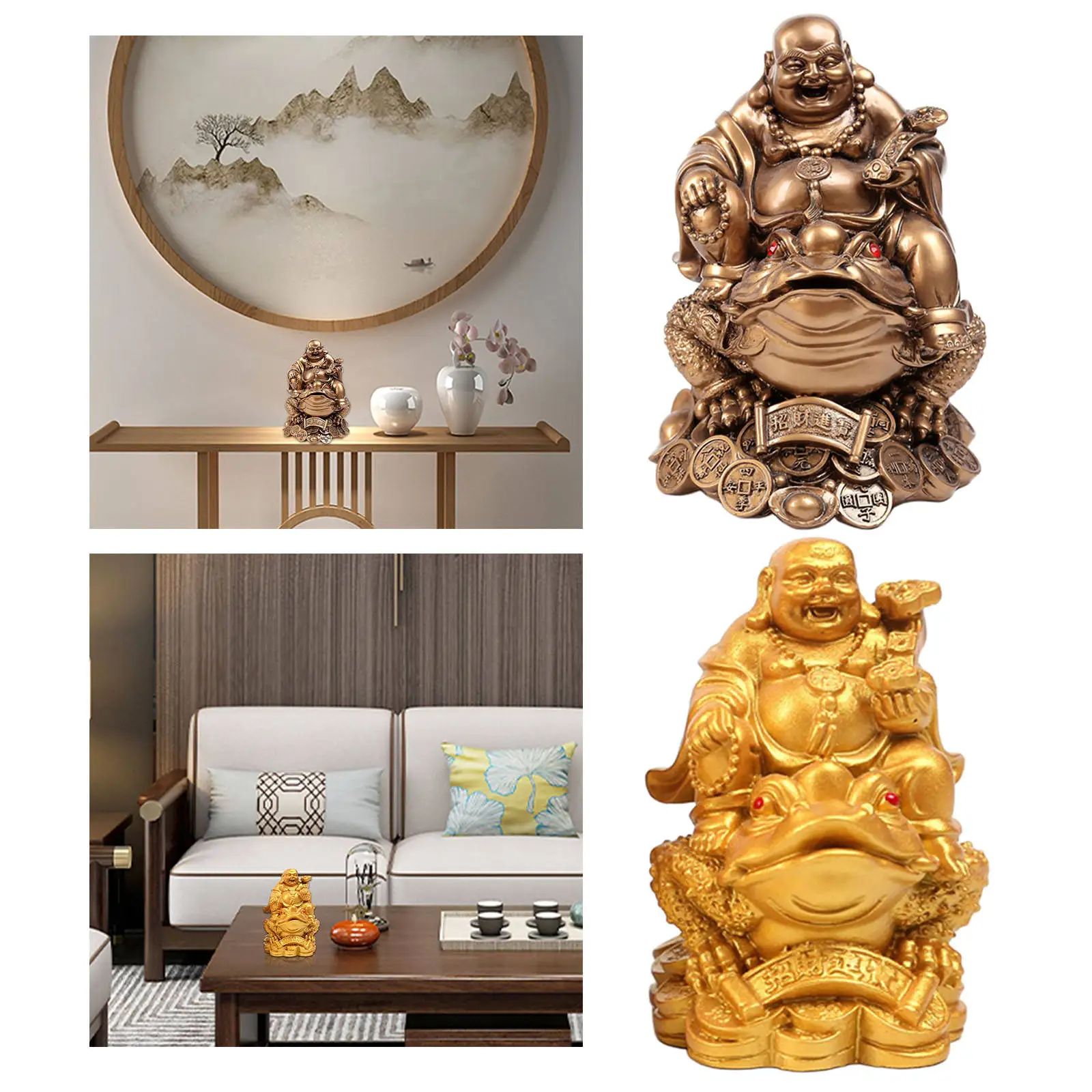 Laughing Buddha Chinese Golden Frog Toad for Feng Shui Ornament Home Marriage Anniversary Housewarming Birthday