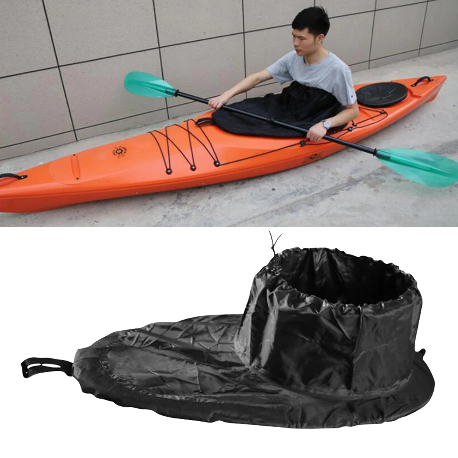 LIOOBO Kayak Spray Skirt Coprimaterasso Regolabile in Nylon Barca Canoa Coperchio della Cabina di Guida Coperchio della Copertura della Ginocchiera Accessorio Impermeabile per Kayak