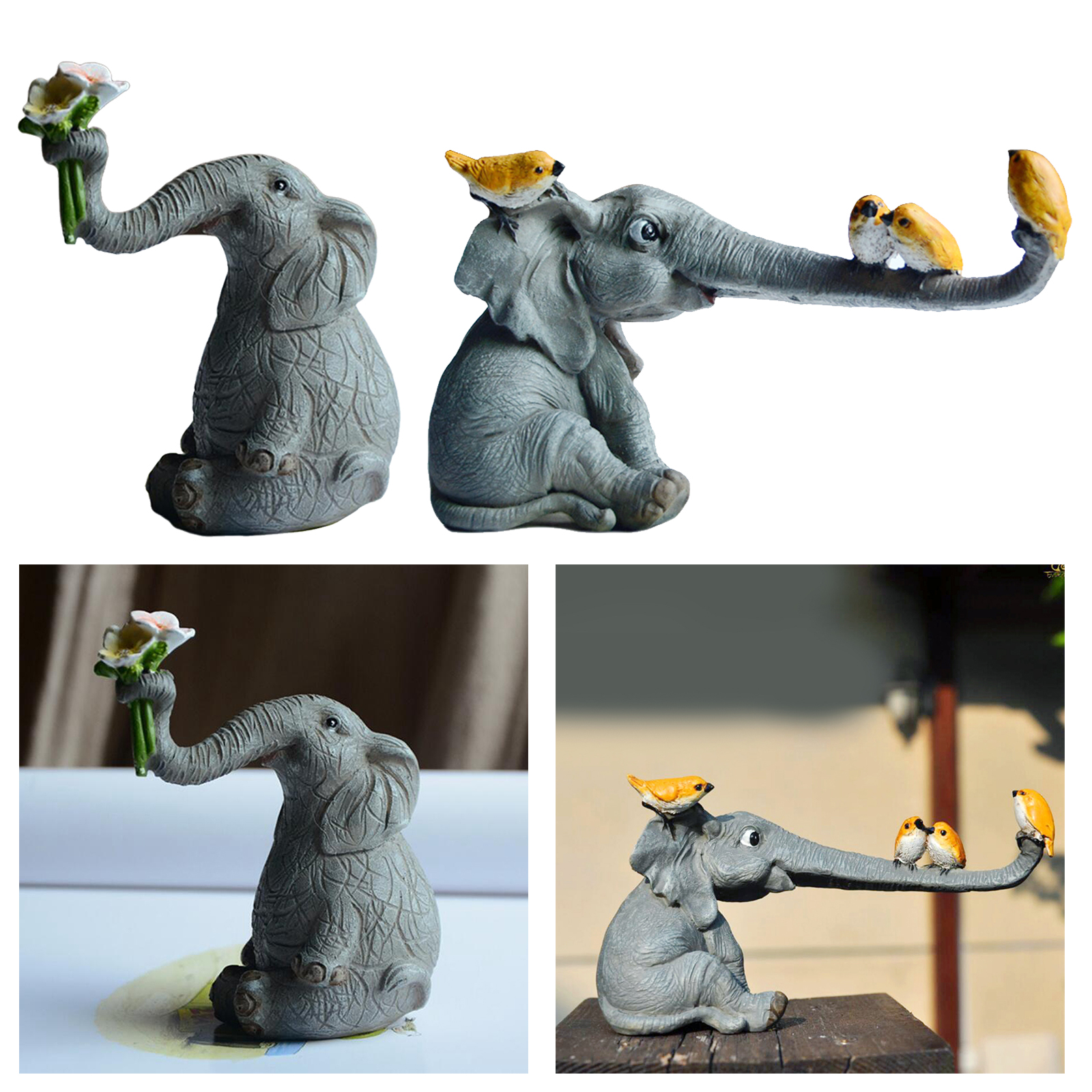 Sculpture Home Decor Statue Ornament Art Sculpture Collectibles Everyday Collection Elephant Figurines Fairy Garden Ornaments