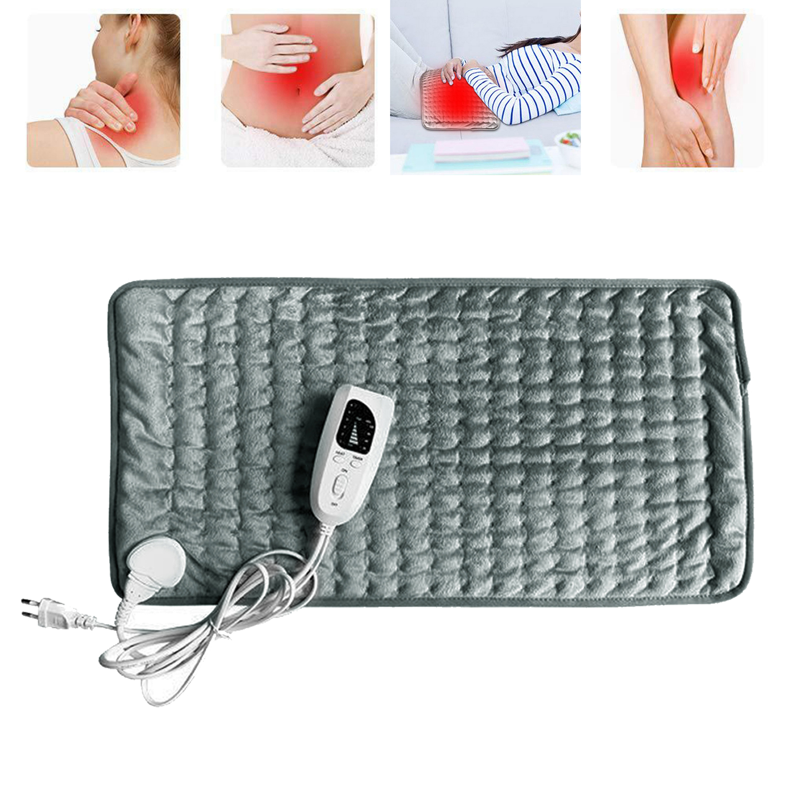 Washable Therapeutic Electric Heat Pad, Heating Mat, Soothing Muscle Tension Abdomen Waist Back Neck Pain Relief