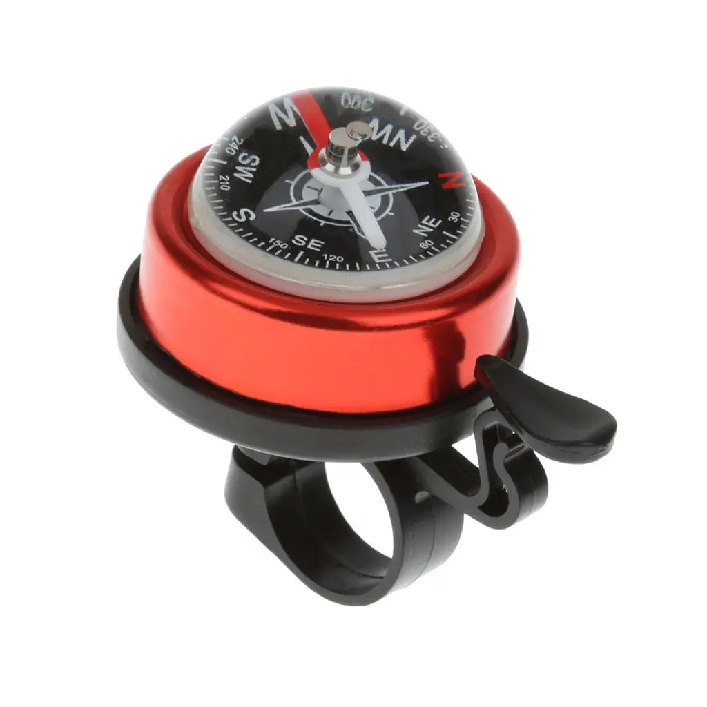 Red Bicycle Safety Compass Bell Bicycle Bike Ring Alarm Bell Compass Alloy & Plasitc Bell