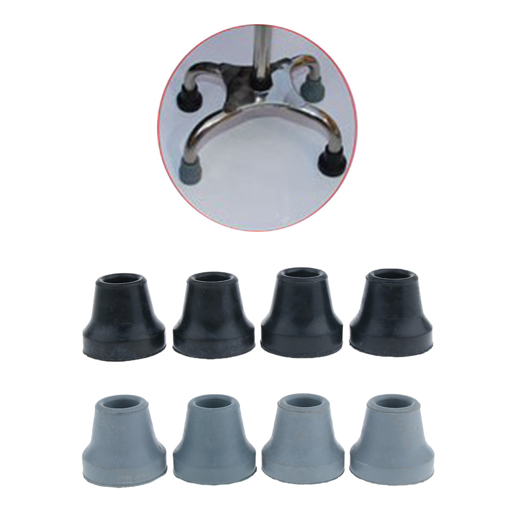 4pcs Soft Rubber Tip For Cane Walking Stick Crutch Chair 5/8 inch Black Gray