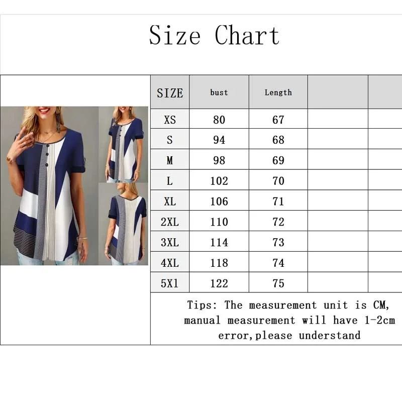Summer Women Loose Casual Printed Round Neck Short Sleeves Plus Size T Shirts Summer Tops