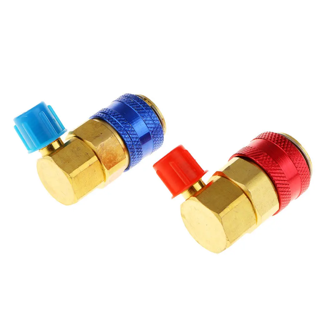 Pair HVAC 1/4 R134a Hi Low Air Condition Quick Connectors Adaptors Coupler Kit for Auto Cars Replacement