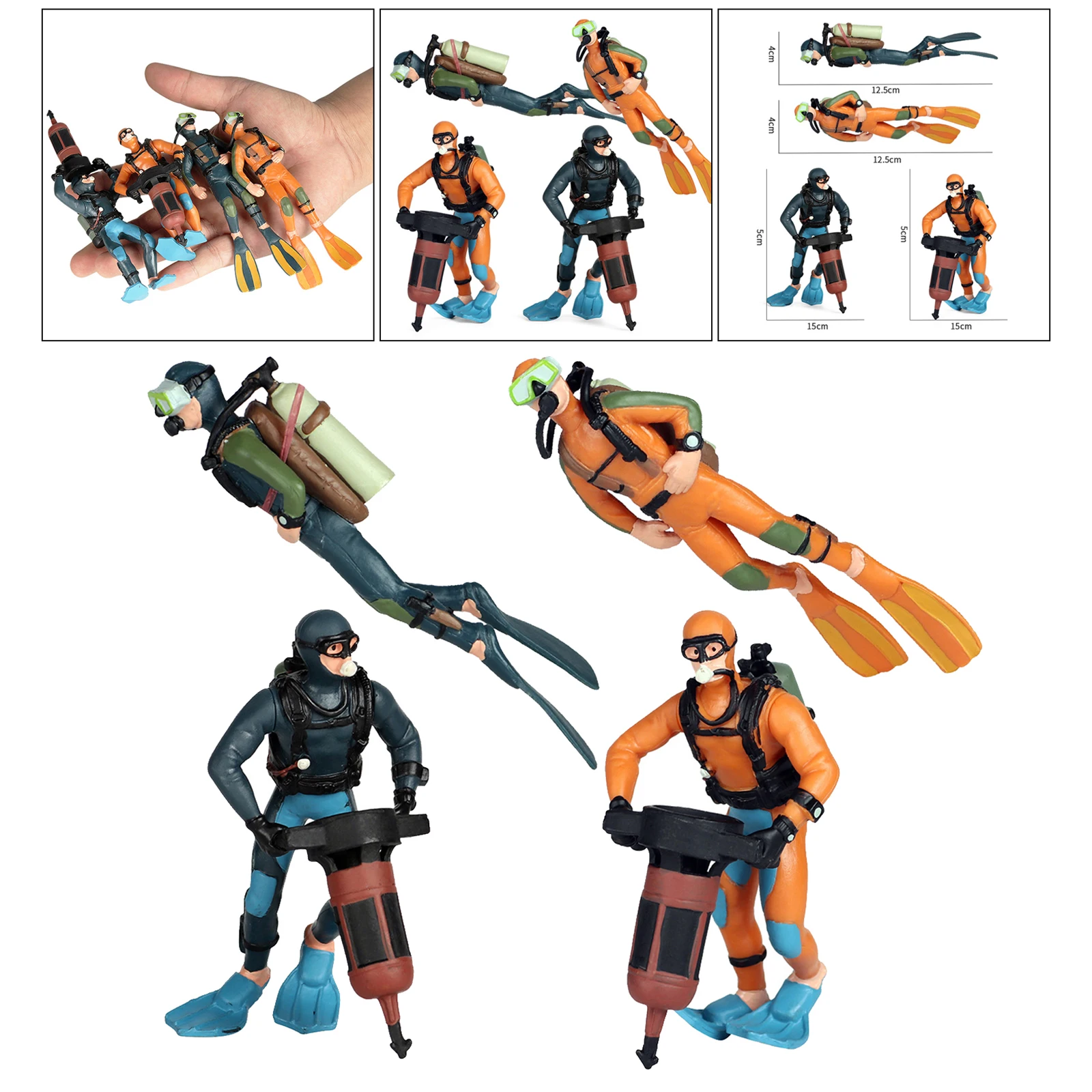 Miniature Diver Figure Ocean Diving Model Adventure Aquarium Decor 3D Mini Swimmer Action Figures