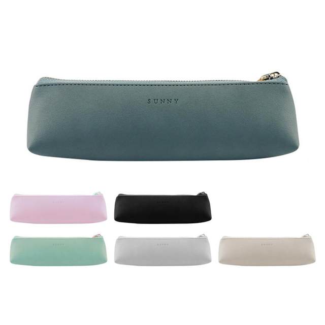 Dreamy Pen Bag PU Leather Pencil Case Simple Triangular Retro