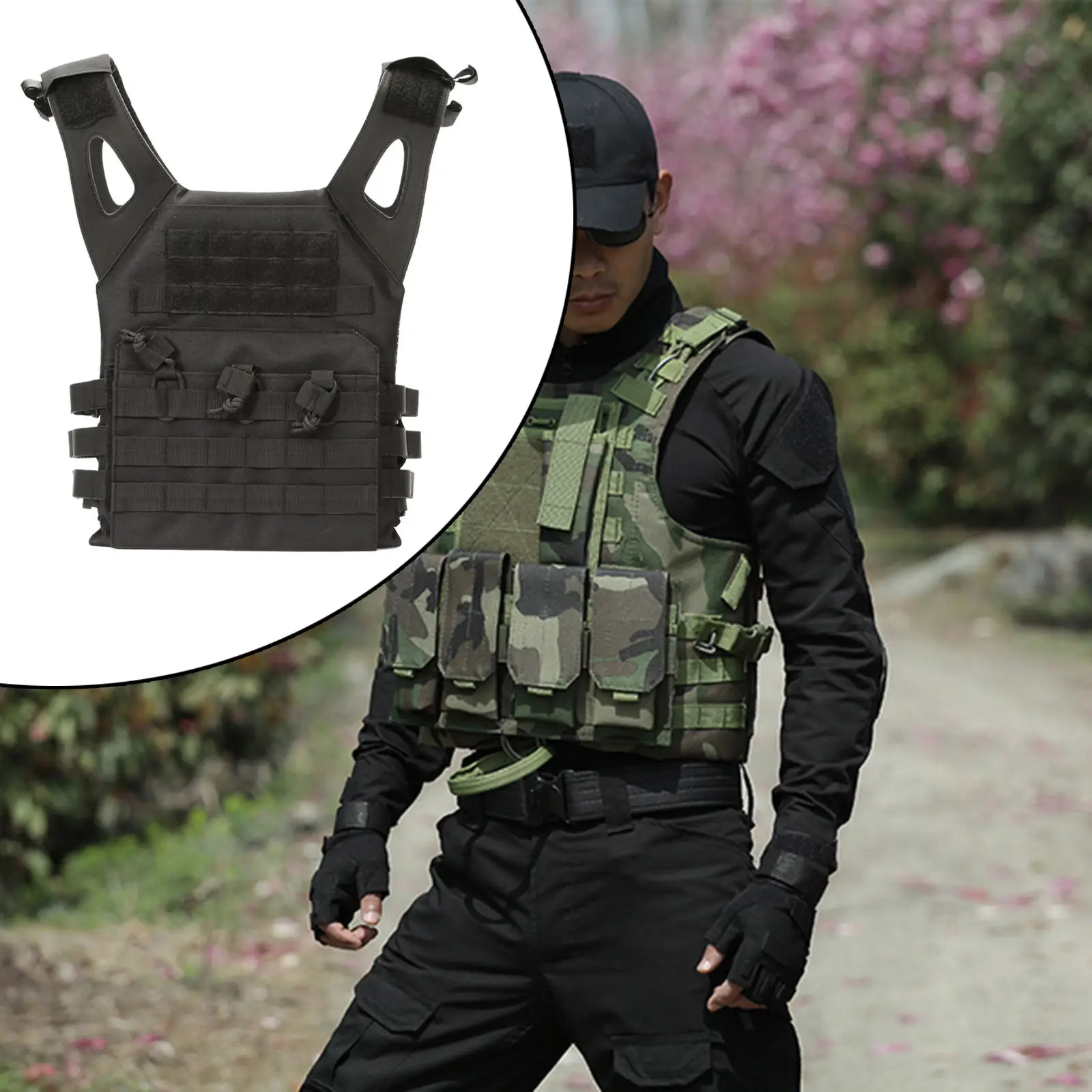 600D Plate Carrier Magazine CS Outdoor Protective Lightweight Vest for Outdoor Mountaineering Fishing Hunting