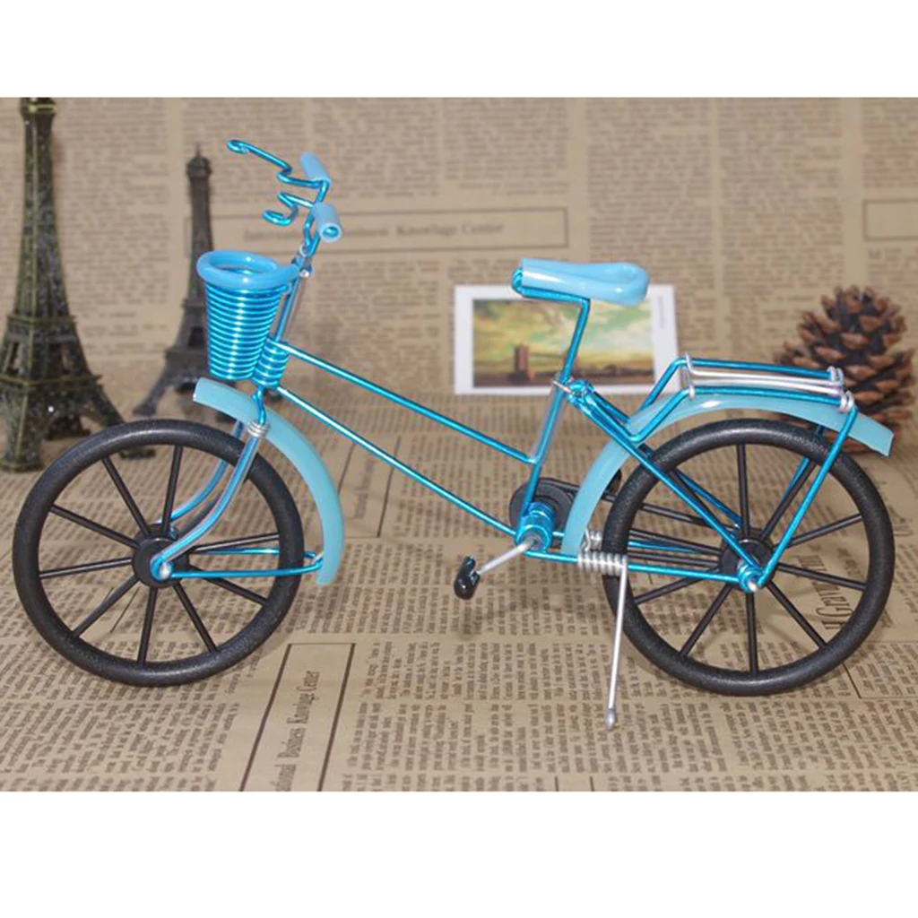Home Decorative 1:10 Mini Front Basket Bike Crafts Bicycle Model Desk Supplies 