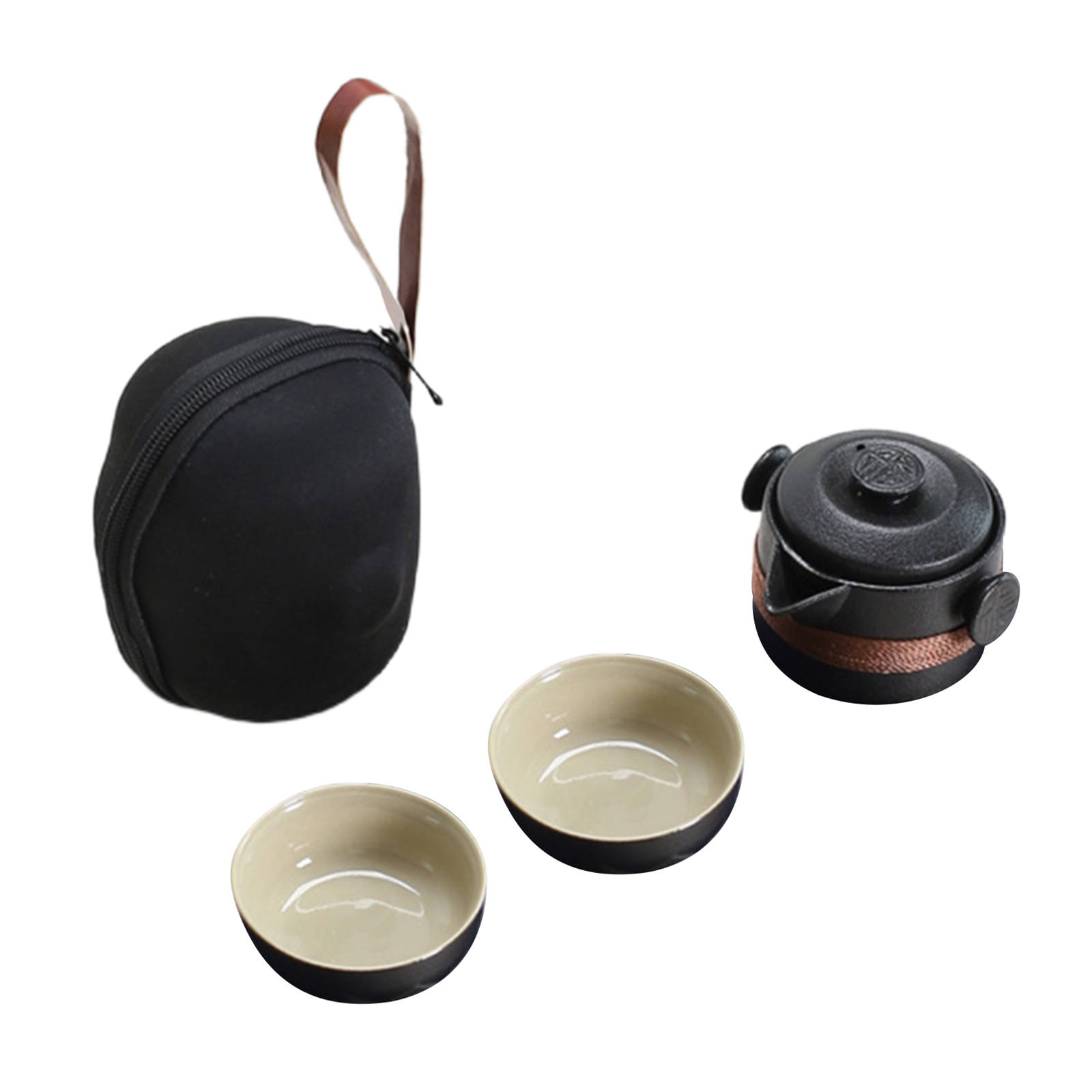 Portable Travel Tea Set Ceramic Crockery Gongfu Tea Infuser Handmade Teacups Tea Set Chinese Drinkware for Outdoor Trip Adults