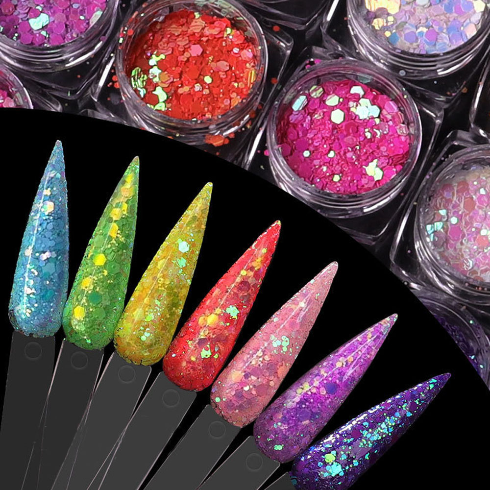 Best of 10g / Bag Pearl Iridescent Nail Glitter Sequins Mixed 0.4 / 1 / 3mm Hexagon Shape Chunky Sparkly Nail Art Decoration Manicure Flakes Reviews & Tips