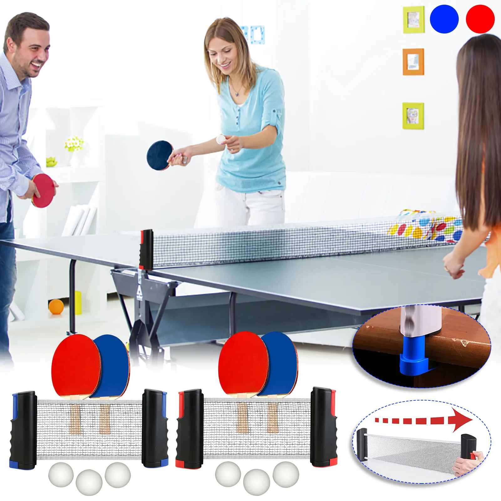 Replacement Retractable Table Tennis Ping Pong Portable Net Kits Indoor 4 Colors 