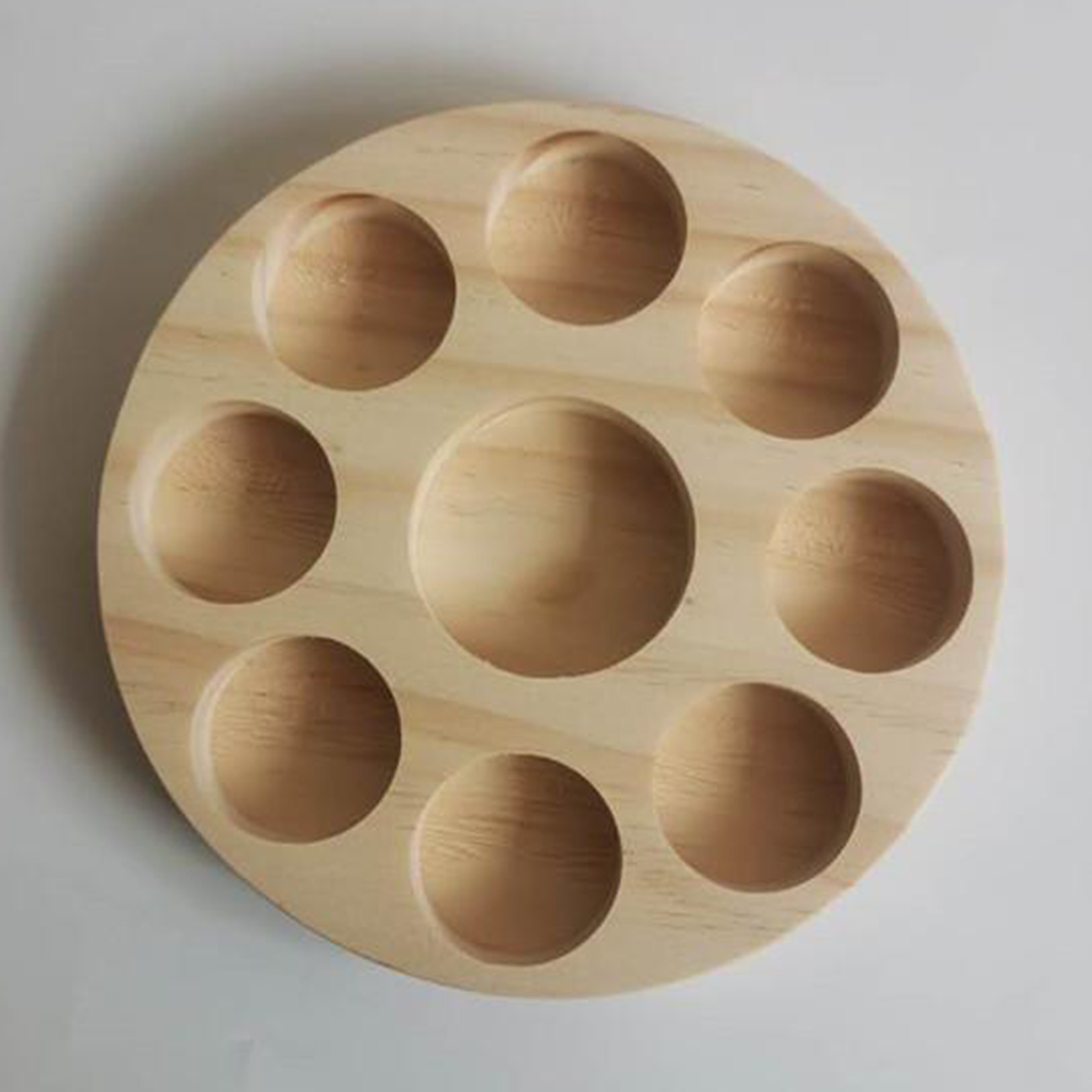 Round Wooden Essential Oil Display Stand Rack Container Cosmetic Storage