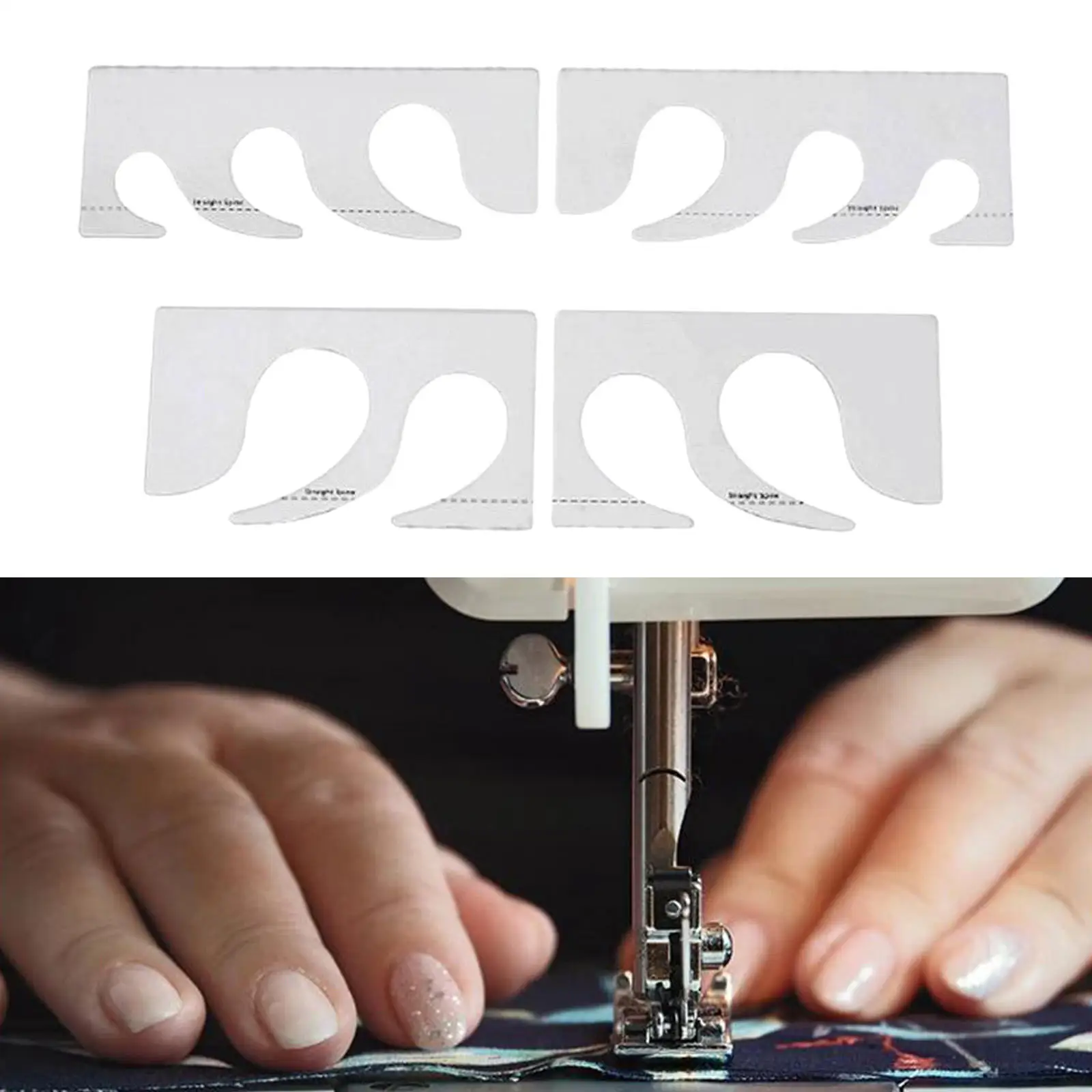 4pcs Sturdy Acrylic Quilting Ruler, Sew Machine Quilting Grids Lines Patchwork Unique Shape for Quilting, Sewing Crafts