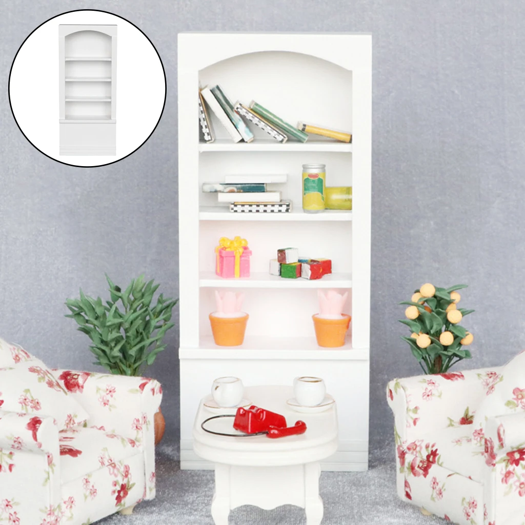 1:12 Scale Dollhouse Miniature Bookcase Model Mini Display Cabinet Bedroom