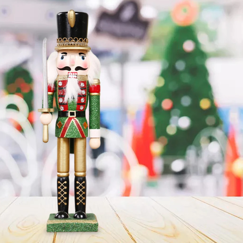 Fiaoen Christmas Wooden Craft Nutcracker Green and Red Soldier Nutcracker Soldier Puppet 60CM Wood Novelty Decorative Ornament Home Decor Gifts Presant Tree Pendant New Product Contribution 
