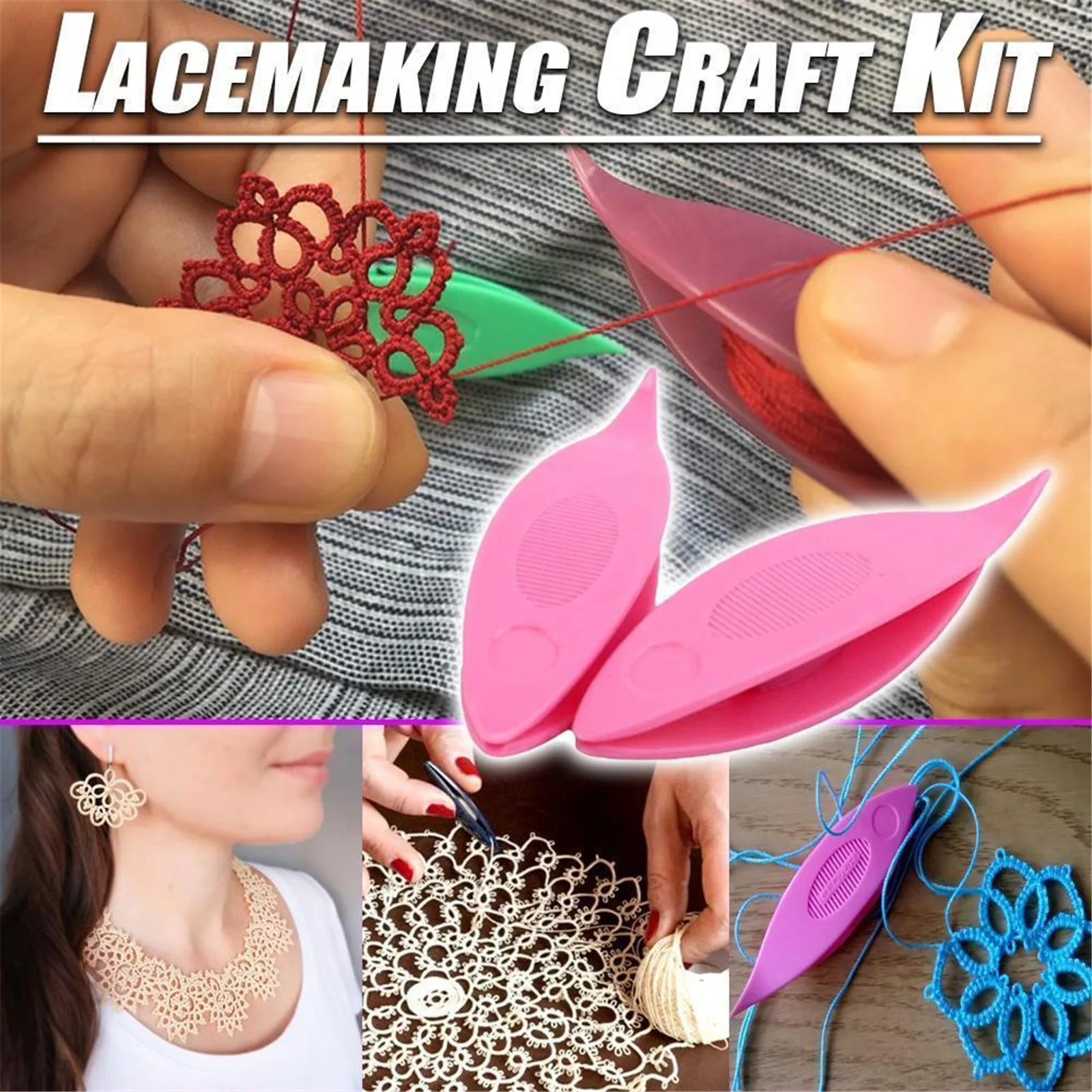 9Pcs Hand Lacemaking Craft Tool Plastic Tatting Shuttle Lace Making Kits Set