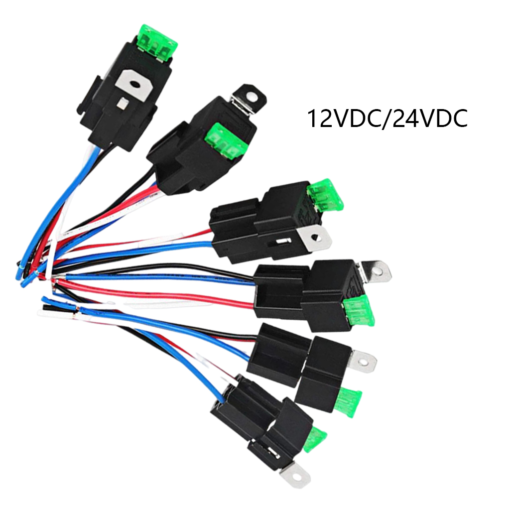 6Pc 5PIN Automotive Relay Switch Harness Kit 30A Fuse 14AWG Hot Wire
