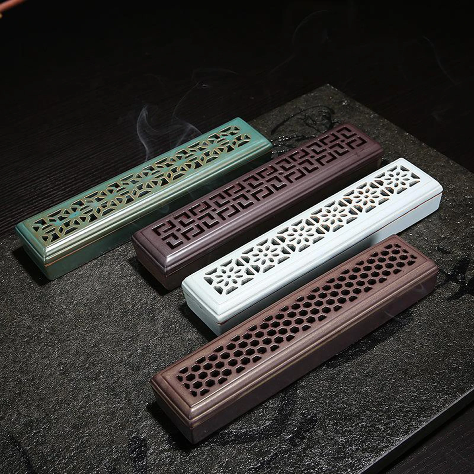 Incense Holder Ceramics Incense Stick Holder Crafted Burning Incense Box  Burner for Meditation, Yoga, Aromatherapy