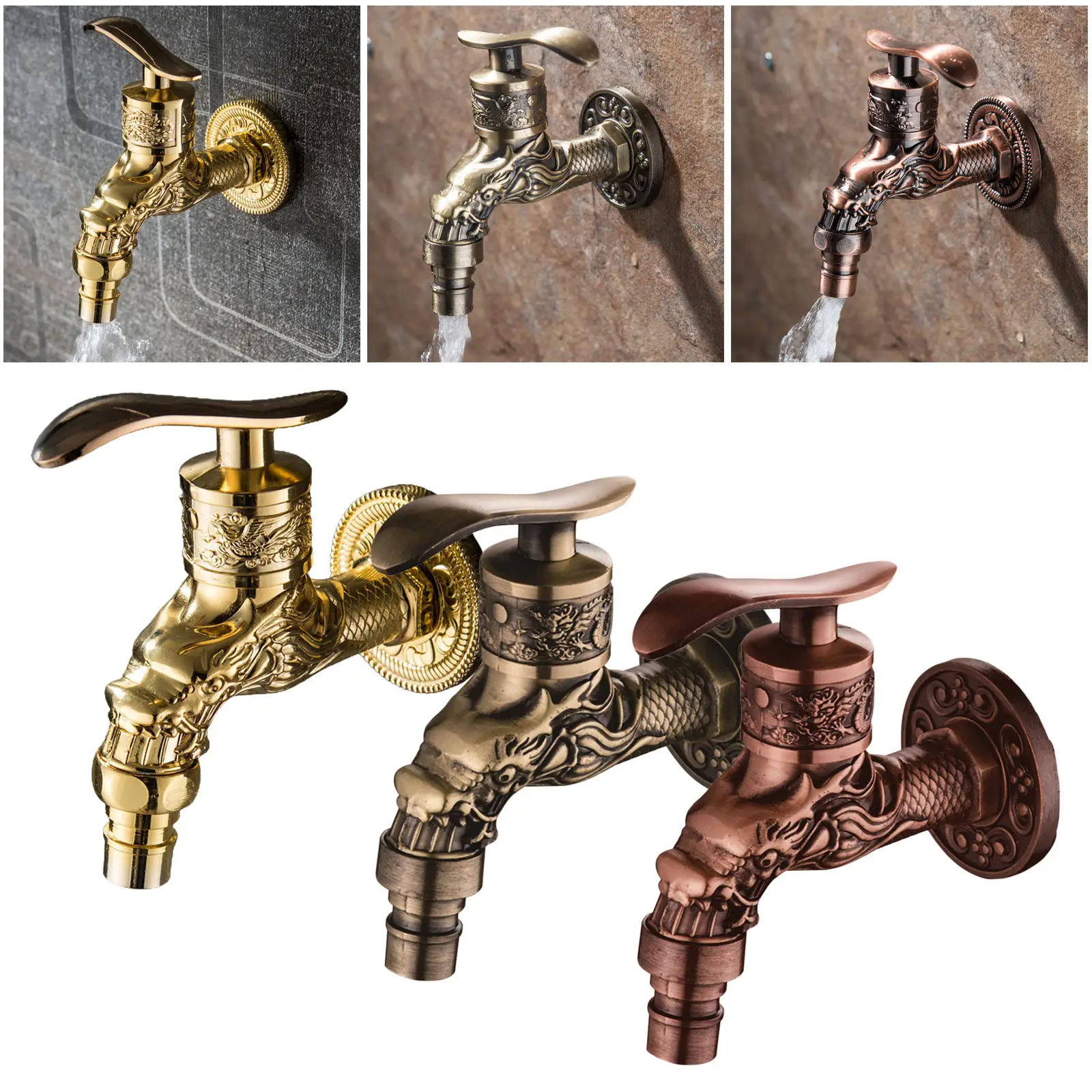 Outdoor Garden Wall Mount Faucet Indoor Home Decorative Bibcock Washing Machine Mop Water Tap Bathroom Bathtub Kitchen Faucet