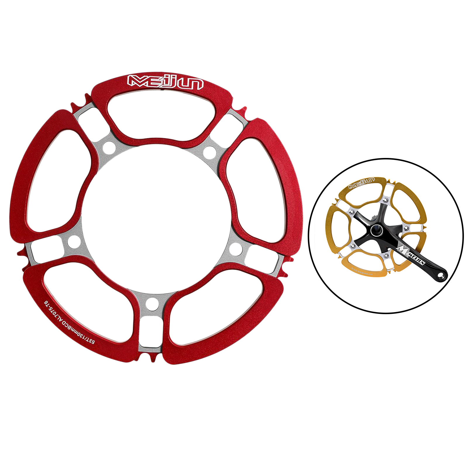 Bicycle Chainring Narrow Wide Single Chain Ring BCD 130mm 53T Aluminum Alloy, Durable & Stable