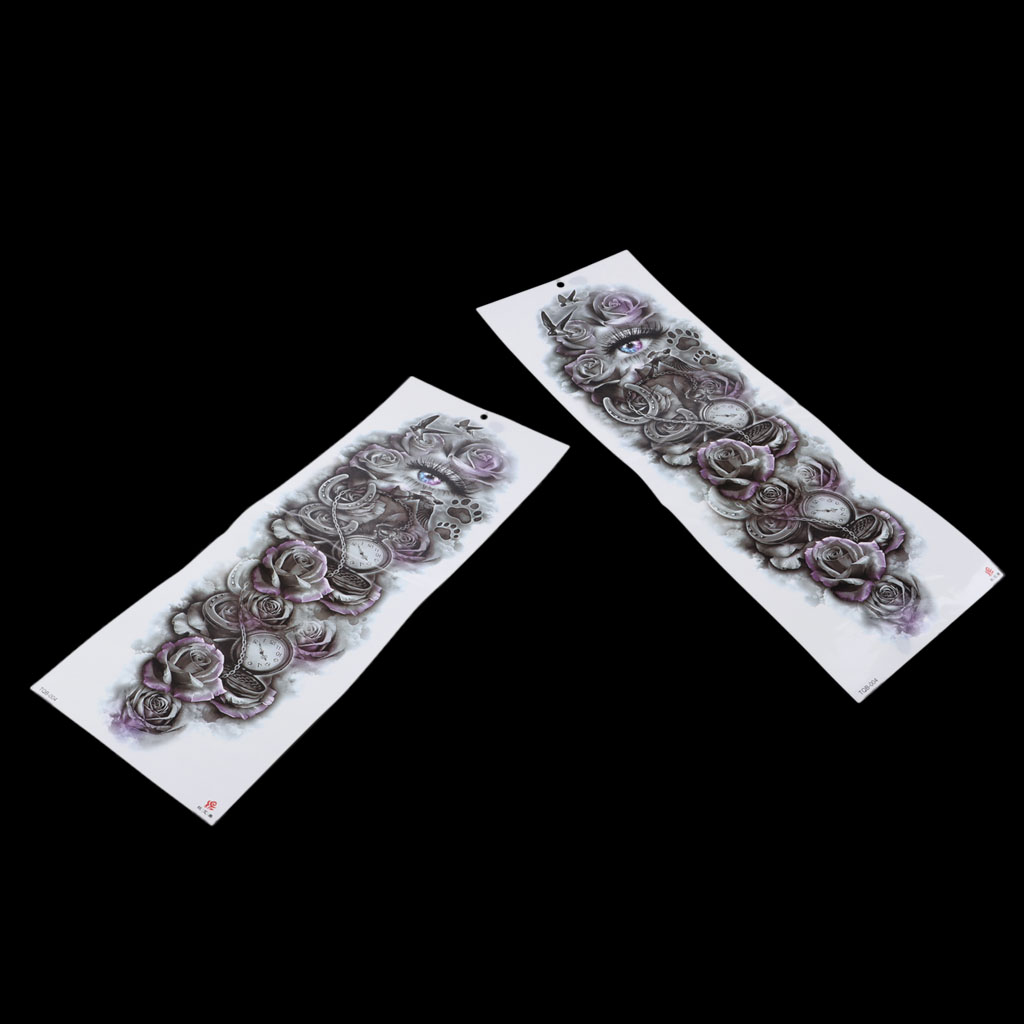 2Pcs Full Arm Waterproof Floral Arm Temporary Full Arm Tattoo