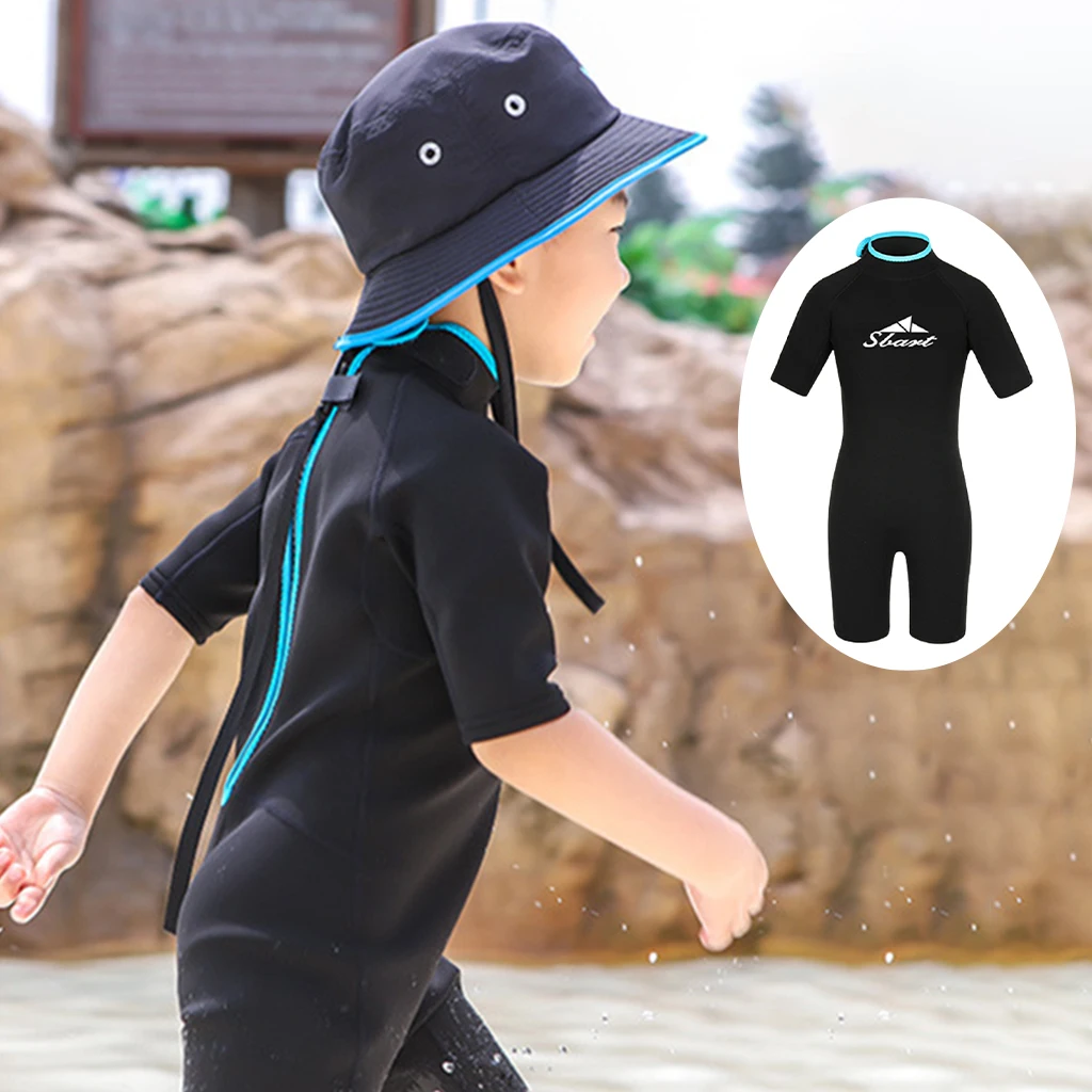 Children Diving Wetsuit One Piece Wet Suit Surf Diving Swimsuit Back Zip Surfing Jumpsuit UV Protect Swimwear for Water Sports