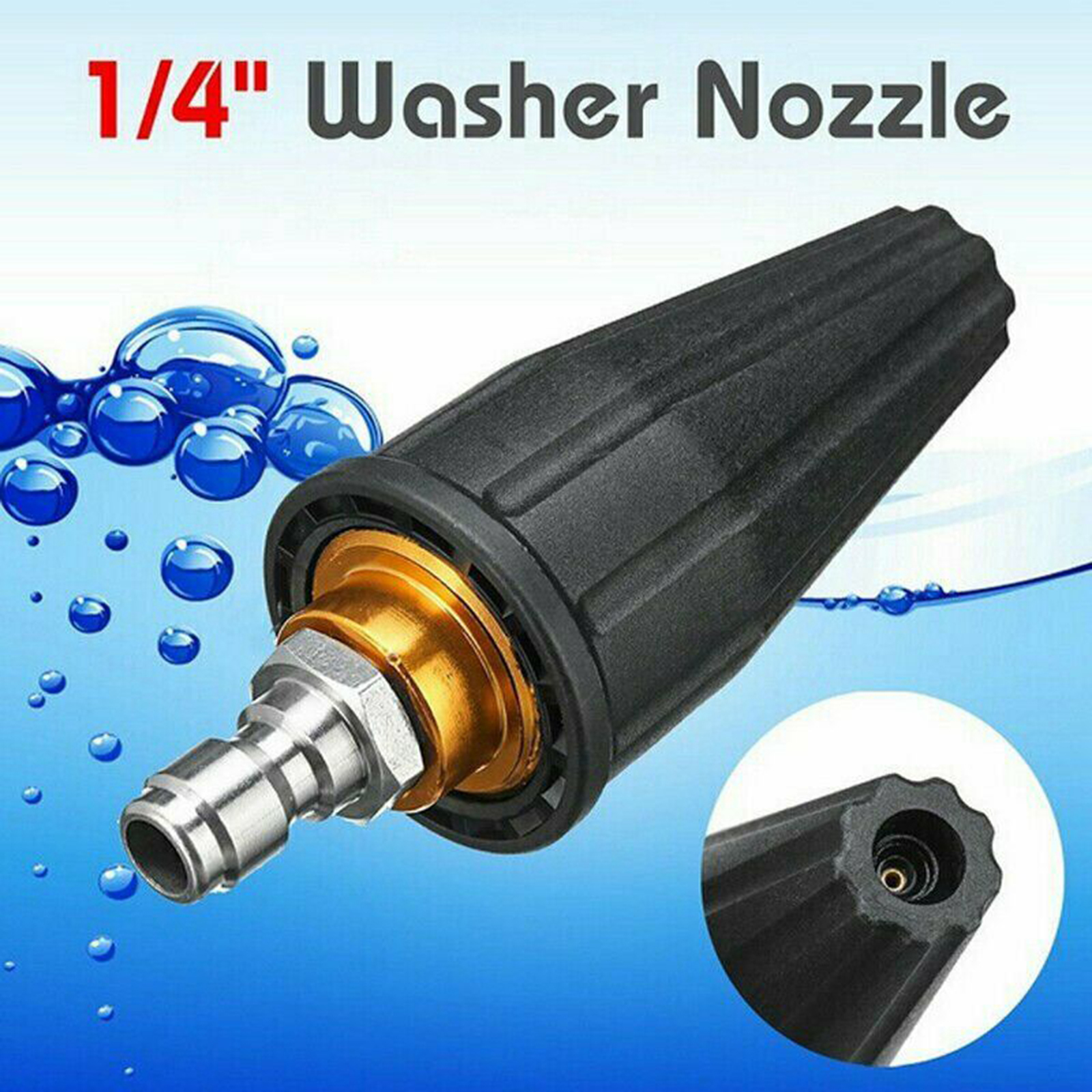 Quick-Connect Turbo Spray Nozzle for Pressure Washers with 5 Tips 1/4 Inch Quick Connect 0、15、25、40 Degrees,Soap