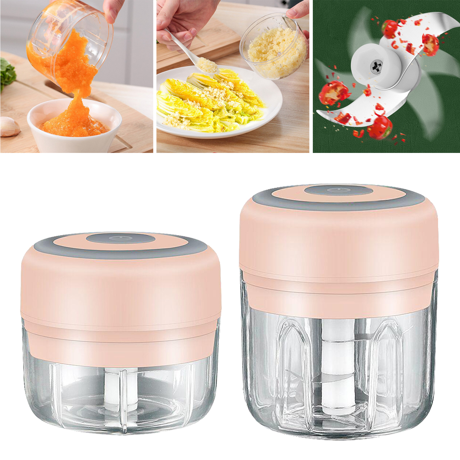 Electric Mini Garlic Chopper, Portable Garlic Cutter Garlic Fruit Vegetable Chopper USB Charging Kitchen Gadget Tool