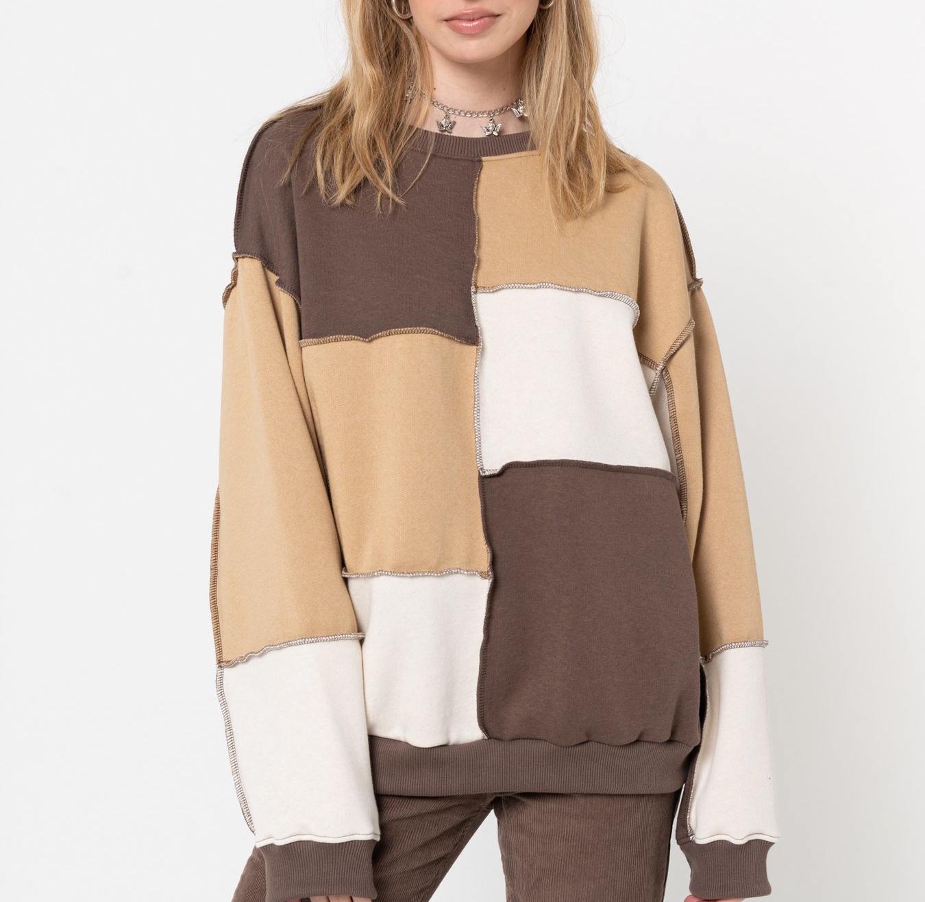 Waliicorners Long Sleeve Pullover Casual Loose Sweatshirt Tops Fashion Color Block Sweatshirts 8 H4742bcae0c7e44ad9d1a501f94cf30a0a