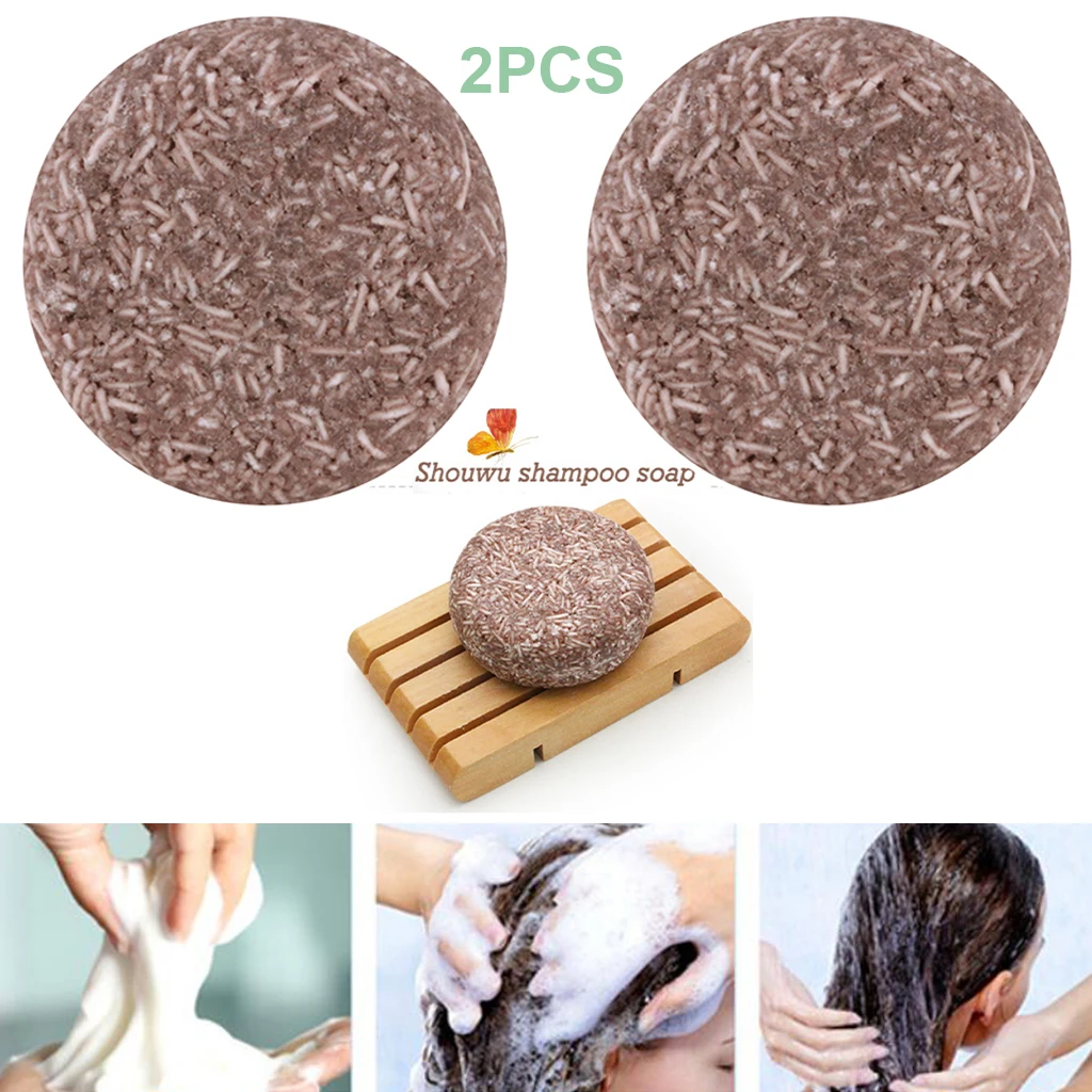 2x Natural Polygonum Multiflorum Solid Shampoo Soap Eco-Friendly Hair Growth