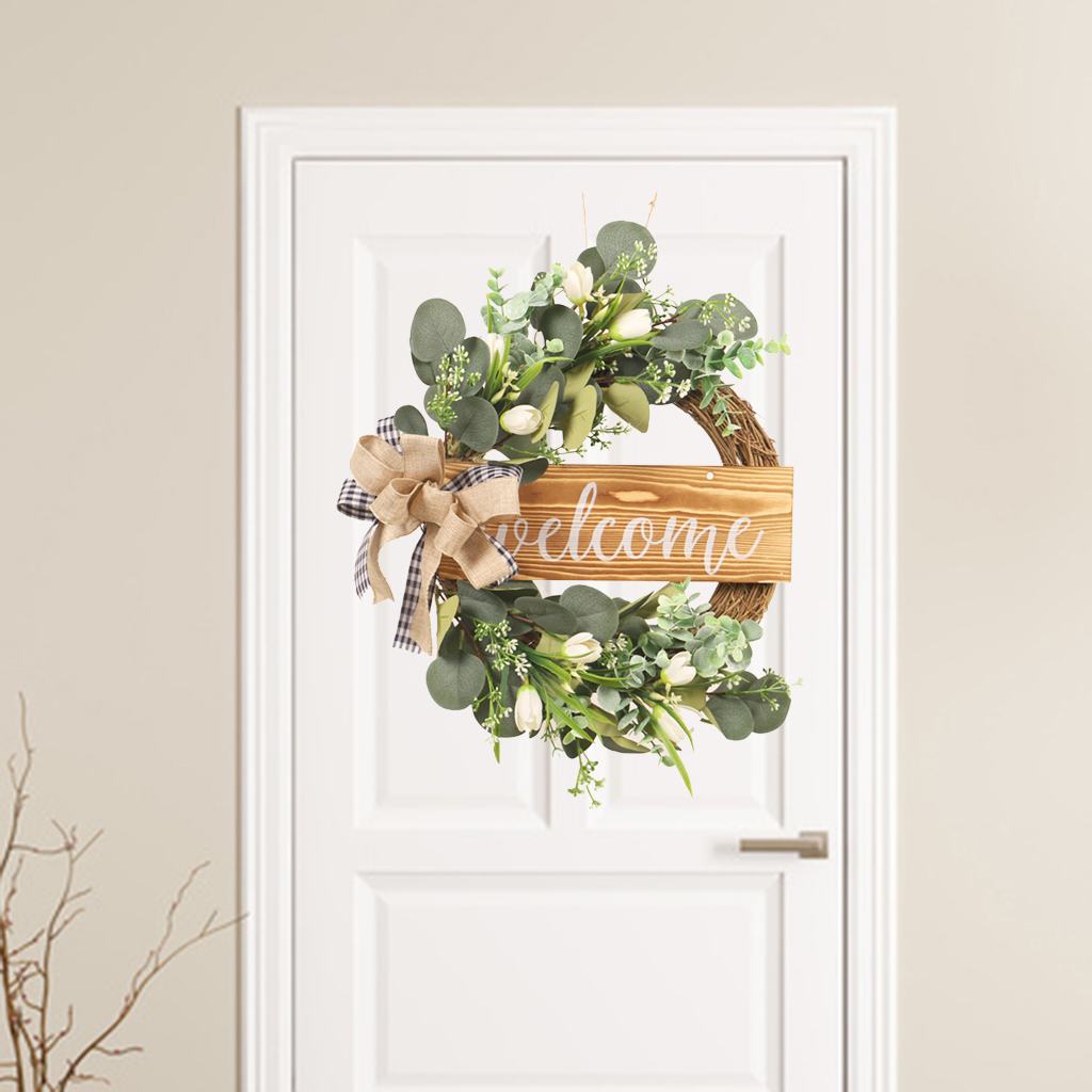 Silk Artificial Flowers Wreath Spring Garland Front Door Window Farmhouse Garden Wedding Decor Photo Prop