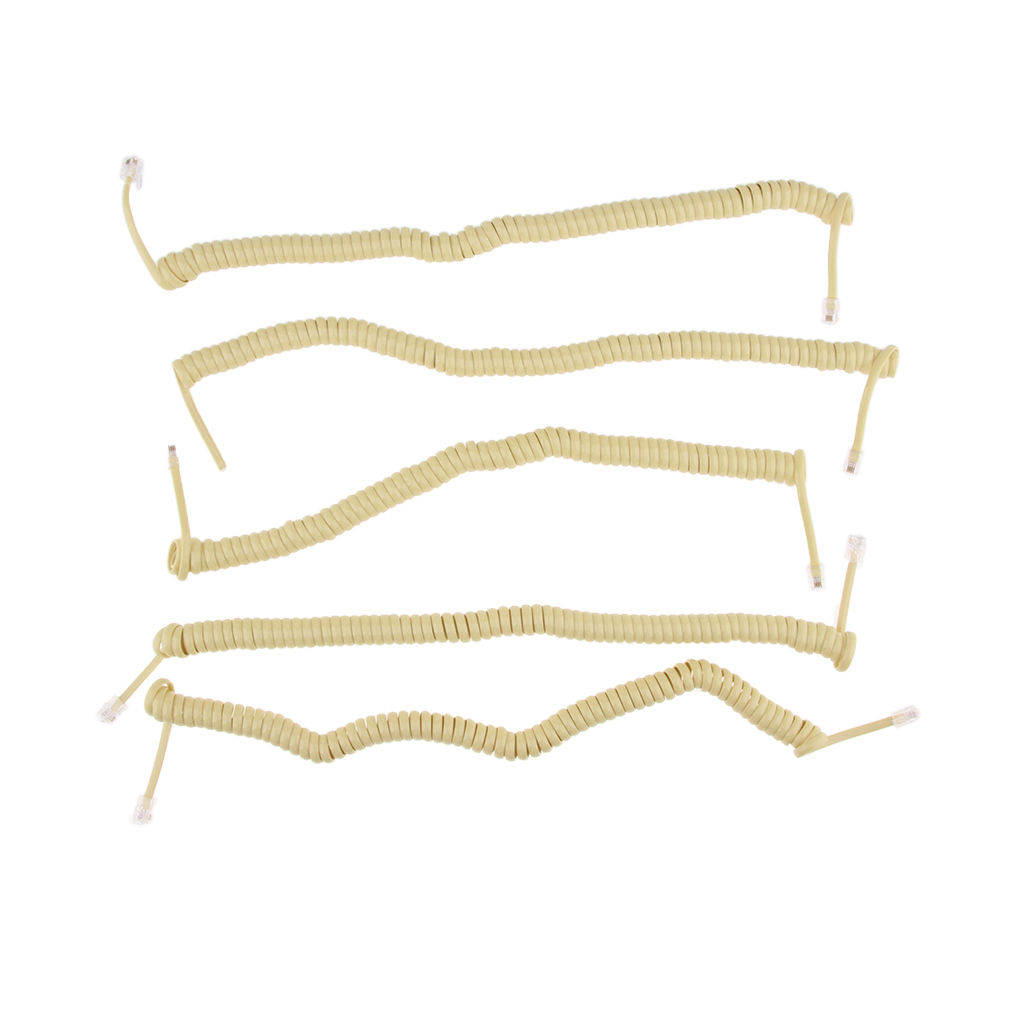 5Piece Telephone Handset Cord Cable Spiral Coiled Length 1.15ft to 9.8ft