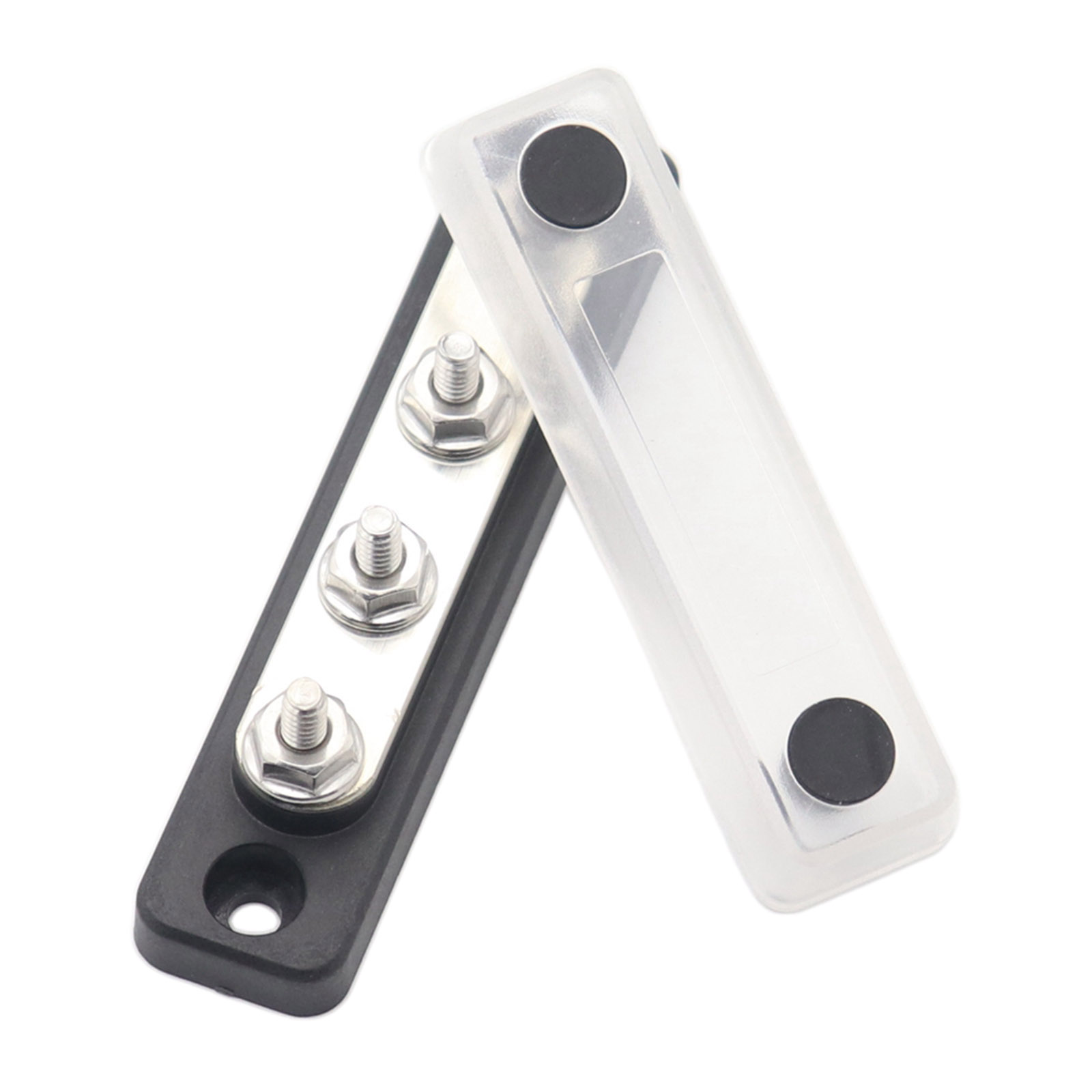 Auto Marine 4 Way Bus Bar Power Distribution Block & Cover 100 Amp Black