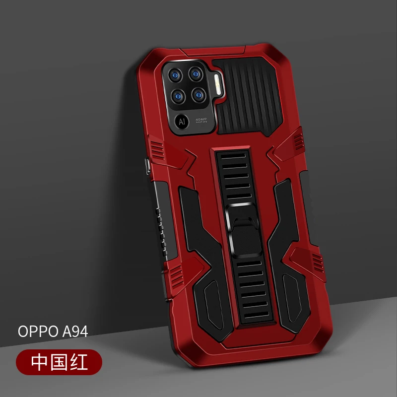 oppo phone back cover Shockproof Armor Phone Case For OPPO A94 4G Reno 5 Lite F19 Pro Kickstand Holder Soft TPU Bumper Hard PC Protective Back Cover cases for oppo cases
