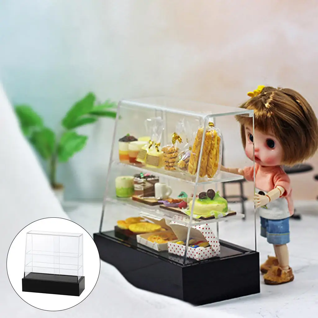 1/12 1/6 Scale Handmade Dollhouse Miniature Simulation Bakery Cake Display Cabinet Showcase Kitchen Furniture