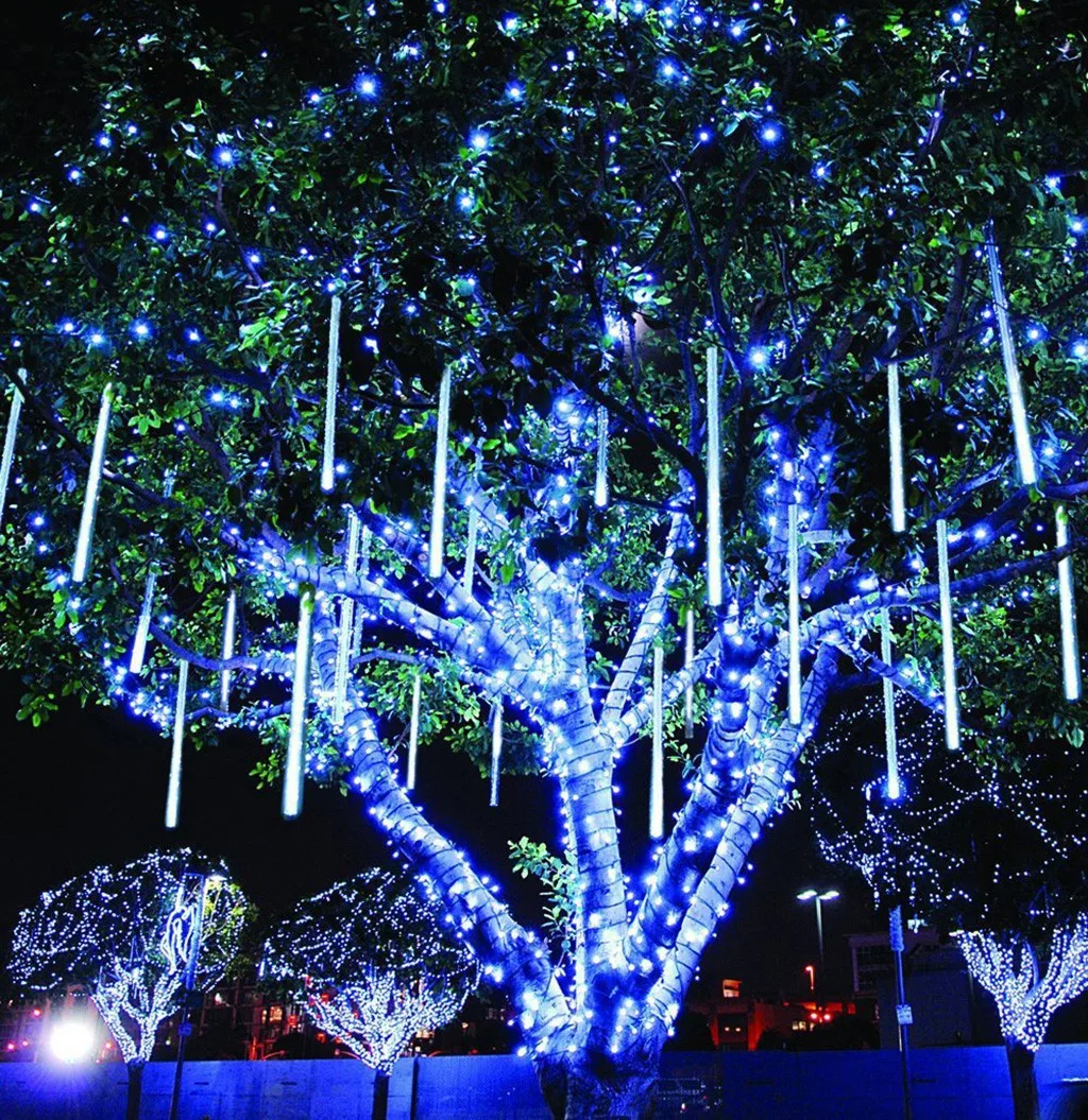 2pc 30 Meteor Shower Rain 8 Tubes Led String Lights Waterproof Christmas Outdoor Patio Decorations Wedding Navidad Tree Holiday mini fairy lights