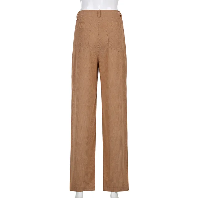  weend Pantalones acampanados de cintura baja para mujer,  pantalones casuales de color sólido, Marrón : Ropa, Zapatos y Joyería