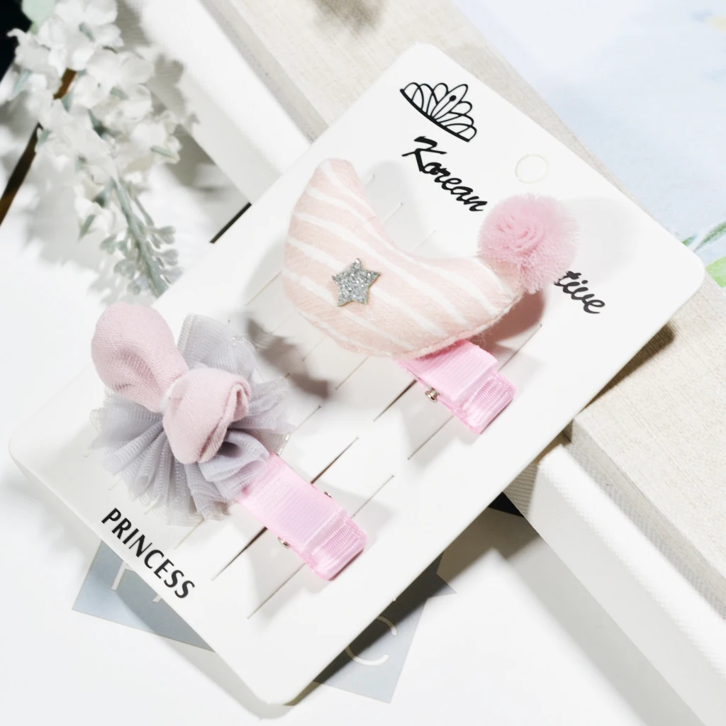 20x Romantic Rectangular Hair Clip Display Cards, Jewelry Display Pink/White