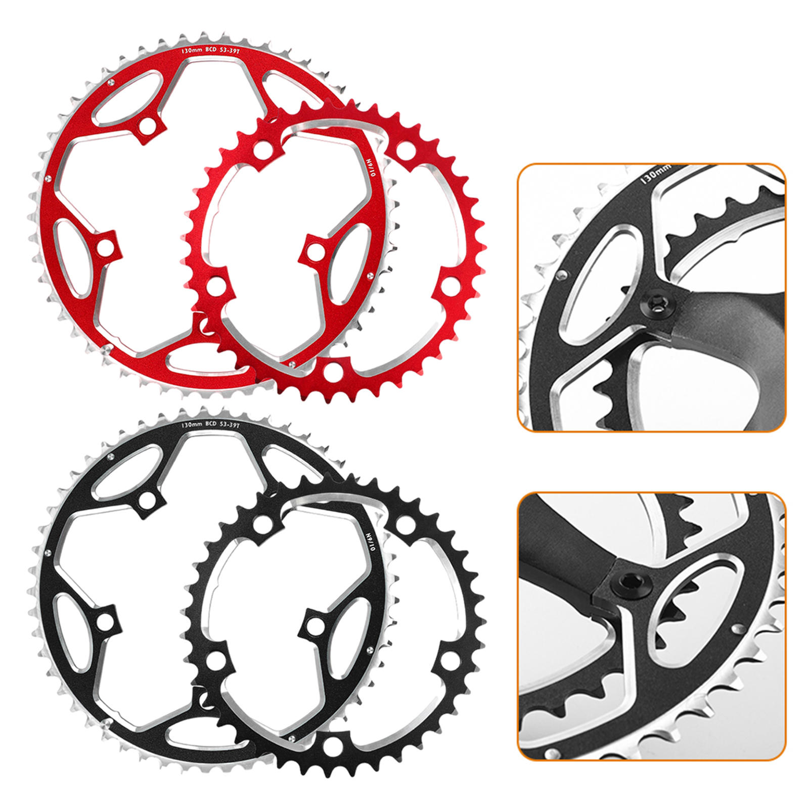 Chainring for Road Bike CNC Machined Aluminum Alloy 130mm BCD Round Bicycle Chainring for 8/9/10/11 Speed Road Bike Parts Repair