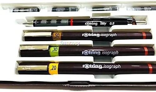 0.20mm, 0.30mm, 0.50mm Rotring Isograph Junior Set 3X Technical Pens Accessories 