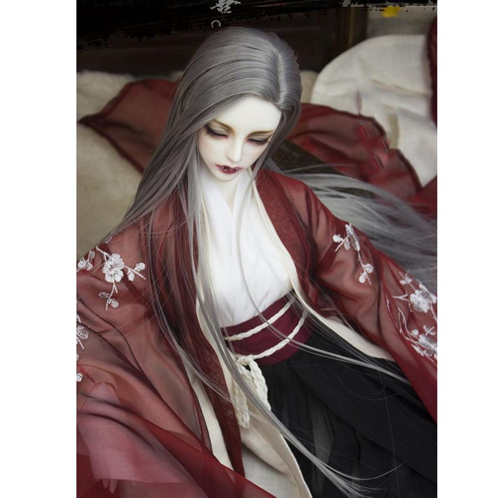 9 10 inch 1/3 BJD doll wig long straight hair for SD Uncle Doll Gray