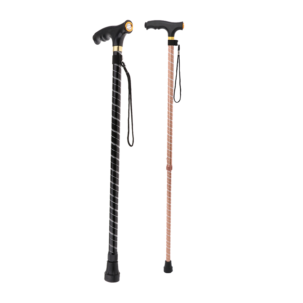 Travel Adjustable Folding Canes Folding Walking Sticks with Led Light Unisex