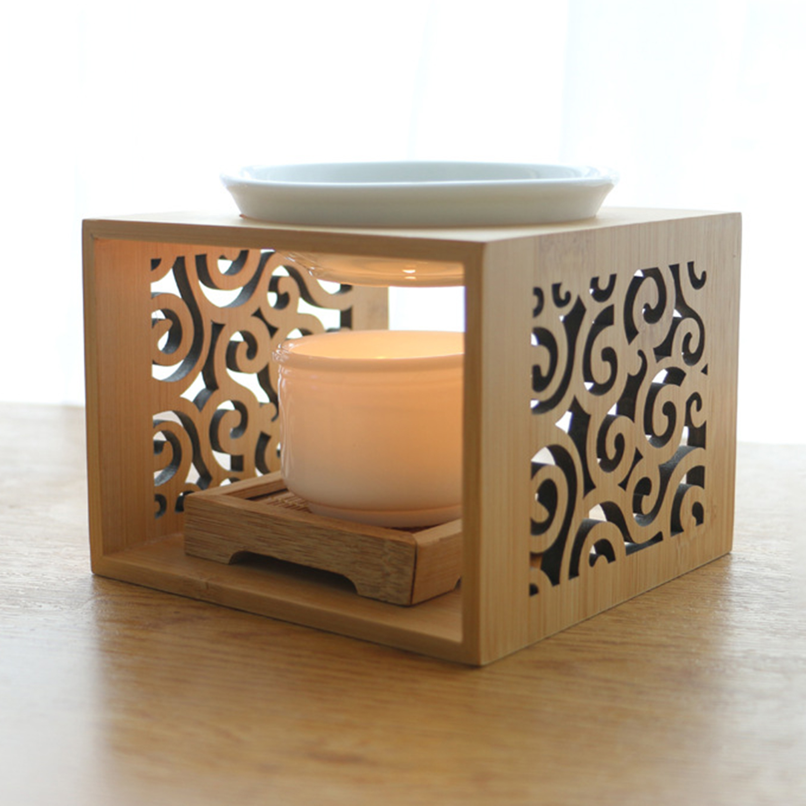 Wooden Farmhouse Wax Warmer for Scented Wax,Oil Burner,Wax Melt Warmer with