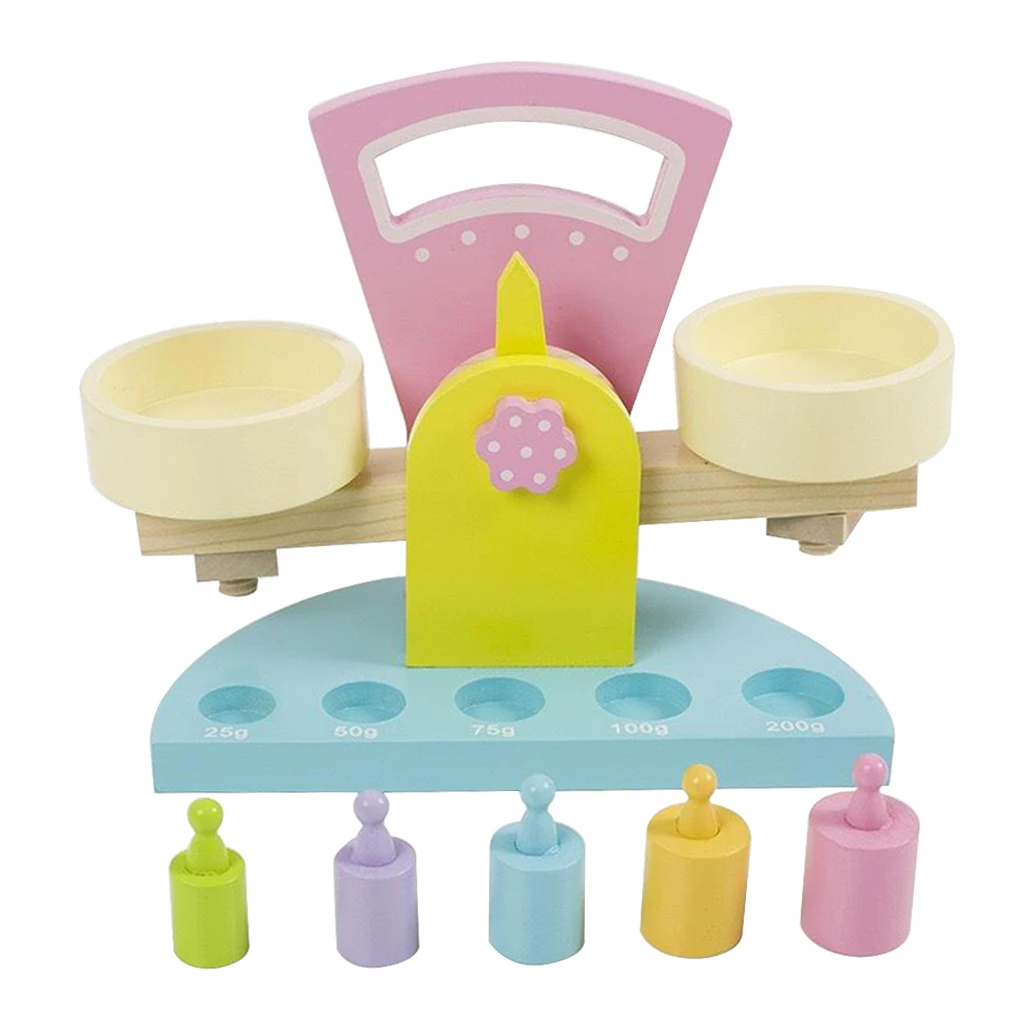 Wooden Balance Scale Toy Montessori Weighing Scale Early Education Game Toys Preschool Training Toys For Kids